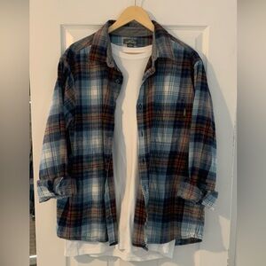 Eddie Bauer Blue Plaid Cotton Button-Up Shirt